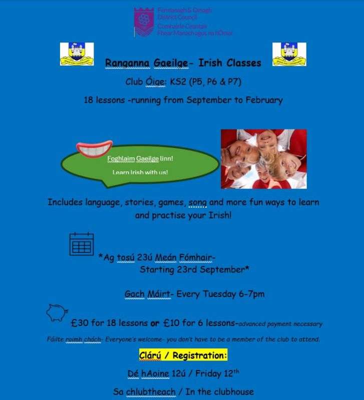 Irish Classes - for P5-P7 children